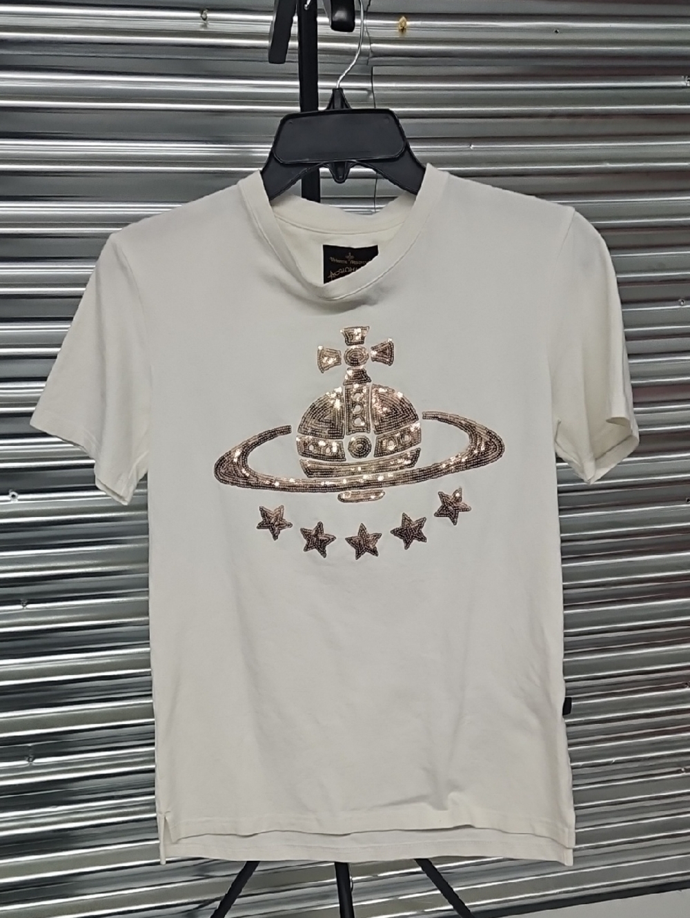 Vivienne Westwood Cream Tee with Gold Sequin Orb